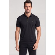 Paul & Shark Erkek Düğme Kapama Kısa Kol %100 Pamuk Siyah-Altın Polo Yaka T-Shirt 26411224A-11G