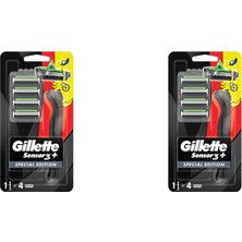 Gillette Sensor 3 Plus Black Makine + 4 Yedek Başlık - 2 Adet
