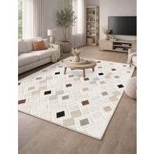 Lioara Home Geometri Desen Dijital Baskılı Halı – Modern, Kaymaz Taban, Leke Tutmaz, Salon & Oturma Odası Için