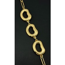 Stainless Steel Altın Renk Oval Bileklik