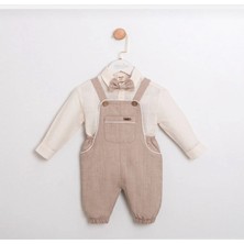 Butik Erkek Bebek Papyon Gömlek Tulum 3'parça Özel Gün Kıyafeti Pamuklu Kumaş Doğumgünü Düğün