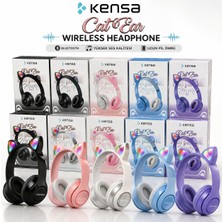 Kensa Cat Ear Beyaz Kablosuz Kulaklık | Bluetooth Bağlantı | Işıklı Tasarım | Uzun Kullanım Süresi