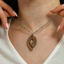 Koçak Takı Ahşap Kolye Modern Özgün Minimalist Takı Model No 272