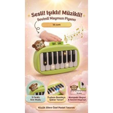 Farbu Oyuncak 14CM Sesli Işıklı ve Müzikli Sevimli Maymun Figürlü Interaktif Oyuncak El Piyanosu