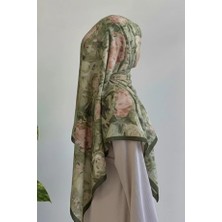 Ande Tesettür Floral Desen Pamuk Eşarp - Yeşil