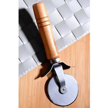 3b Trend 2 Adet Bambu Saplı Pizza ve Hamur Kesici Rulet 17 cm Çelik Pizza Kesici