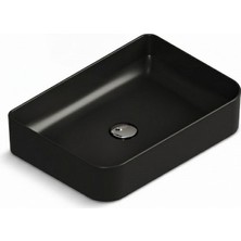 Aqua Bagno Mestola Tezgah Üstü Lavabo Batarya Deliksiz 50X35 cm Mat Siyah