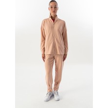 Maraton Comfort Kadın Dik Yaka  Pembe Eşofman Üstü