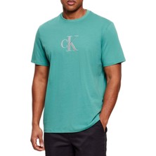 Calvin Klein Erkek Kısa Kol Bisiklet Yaka Ck Yazı Detay Reqular Fit Yeşil T-Shirt LV04RF853G-VFL