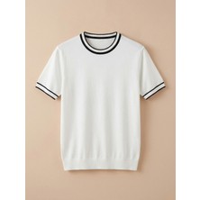 Kastrioti Modern Heritage Kol ve Yaka Çizgili Bisiklet Yaka Triko T-Shirt