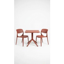 Çavdar Group Barby 2 Kişilik Bistro Set 70X70 Sorty Masa 2 Adet Barby Kolsuz Sandalye Cafe Bahçe Balkon Mini Set