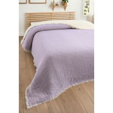 Sevim Tek Kişilik Müslin Yatak Örtüsü - 5 Katlı, Dolgulu, %100 Pamuk Müslin Yorgan - 160X220 Cm-Lila