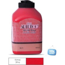 Artdeco 500 ml Kırmızı Akrilik Boya 0,5 Litre Büyük Boy Yeni Seri