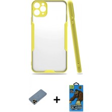 İlk El Grup Ieg™ iPhone 11 Pro Max Kılıf Atlas Asil Serisi - Siyah 18D Cam Ekran Koruyucu + Gold Shine Kamera Lens Koruma Cam