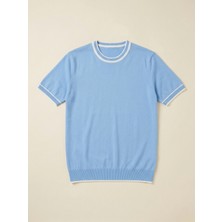 Kastrioti Modern Heritage Kol ve Yaka Çizgili Bisiklet Yaka Triko T-Shirt