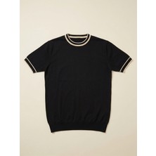 Kastrioti Modern Heritage Kol ve Yaka Çizgili Bisiklet Yaka Triko T-Shirt