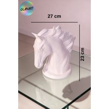 Glanart Hediyelik 3 Boyutlu Büyük Masa Üstü At Büstü  (3d Filamet  ) Beyaz 1 Adet