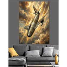 Tablomega Gökyüzünde Düşen Klasik Savaş Uçağı Dekoratif Kanvas - Mdf Ahşap Tablo