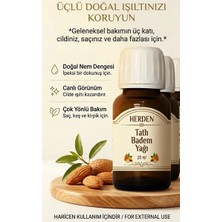 HERDEN 3 Şişe %100 Saf Tatlı Badem Yağı 20 ml - Saç ve Cilt Bakımı Için Canlandırıcı Doğal Bakım Yağı