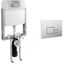 Nkp Basic Gömme Rezervuar -Tuğla Tipi, S1 Parlak Krom Kapak -Set 2 PARÇA-NPS.0020.041.01