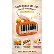 Farbu Oyuncak 14CM Sesli Işıklı ve Müzikli Sevimli Ördek Figürlü Interaktif Oyuncak El Piyanosu