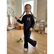 Karınca Kız Çocuk Baskı Detaylı Siyah Renk Alt Üst Ikili Takim