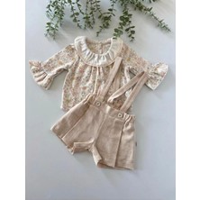 Butik Kız Bebek Çiçek Desenli Şortlu %100  Pamuklu 2'li Takım