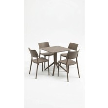 Çavdar Group Zen 4 Kişilik Bistro Set 70X70 Sorty Masa 4 Adet Zen Kolsuz Sandalye Cafe Bahçe Balkon Mini Set