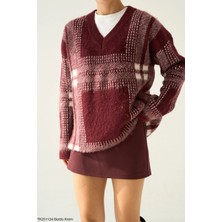 Qu Style V Yaka Bordo Kazak