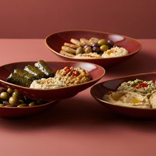 Jumbo Efes Kırmızı Kayık Meze Tabağı 3’lü Set | Porselen Sunum Tabağı, Meze & Sosluk 15 cm