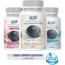 Flex Robot Süpürge Yüzey Temizleme Solüsyonu 500 ml X3 Ad. Karma Koku Avantaj Paketi | Moplu Robotlar ile Uyumlu | Düşük Köpük |