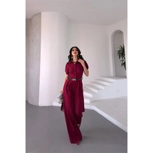 Dip Moda Gömlek Yaka Kemerli Geniş Paça Tulum DPK4197