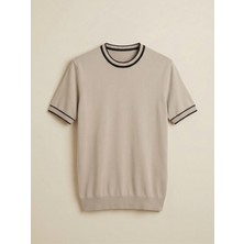 Kastrioti Modern Heritage Kol ve Yaka Çizgili Bisiklet Yaka Triko T-Shirt