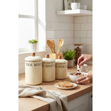 Akayev Emaye Kavanoz Seti 13-15-17 cm Bej