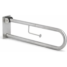 Aqua Bagno Basic Mafsallı Engelli Tutunma Barı – Tuvalet Kağıtlıklı – Paslanmaz Çelik 35.90.91.01.01