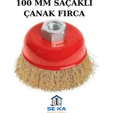 Seka Hand Tools Saçaklı Çanak Tel Fırça 100 mm Spiral Taşlama Uyumlu – Pas Boya Temizleme Metal Fırça