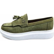 King Shoes Püsküllü Erkek Ayakkabı Haki