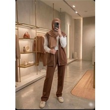 Azram Fashion Kadın Tesettür Üçlü Takım(Tunik+Yelek+Eşofman)