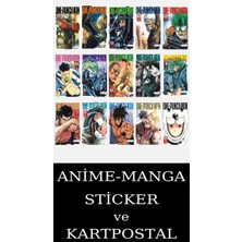 Akılçelen Kitaplar One Punch Man 1-15 Eksiksiz Manga Seti (15 Kitap) / Tek Yumruk / Anime-Manga Sticker ve Kartpostal Hediyeli