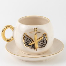 BSK Ceramics Handmade Ceramics Handmade Harfli Siyah Melek Kahve Fincanı X Harfi