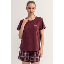 Vienetta Pamuklu Kadın Kısa Kol Şortlu Pijama Takım, 512036