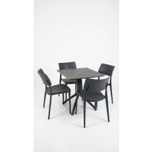 Çavdar Group Zen 4 Kişilik Bistro Set 70X70 Sorty Masa 4 Adet Zen Kolsuz Sandalye Cafe Bahçe Balkon Mini Set