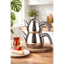 Porsima 1028 Damla Bakalit Kulp Orta Boy Paslanmaz Çelik Çaydanlık Takımı - Antrasit - 0.75-1.50LT