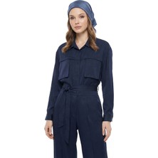 Lale Butik Cep Detay Gömlek Pantolon Takım 100795 Lacivert