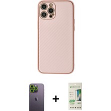 İlk El Grup Ieg™ iPhone 12 Pro Max Kılıf Ahenk Işık - Siyah 20D Premium Cam Ekran Koruyucu + Yeşil Neon Fosforlu Kamera Lens