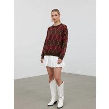 Mersi Kazak Baklava Dilim Bisiklet Yaka Bordo Gri