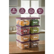 Selka Home 8 Adet Derin 1 Lt. Nora Organizer Buzdolabı Buzluk Düzenleyici Saklama Kabı