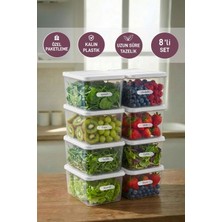 Selka Home 8 Adet Derin 1 Lt. Nora Organizer Buzdolabı Buzluk Düzenleyici Saklama Kabı