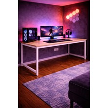 Flinder Çam/beyaz Oyuncu Masası 160X60, Bilgisayar Masası, Gamer Masası, Gaming Masa, Metal Ayaklı