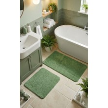 Eurobano Shaggy Bohem Makinede Yıkanabilir Lateks Kaymaz Taban 2li Banyo Paspası 60X100 60X50 cm